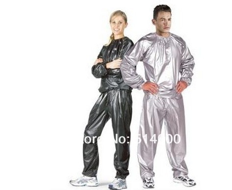 Silver Black Sauna Sweat Suit Boxing Exercise Fitness Weight Loss Size L XL XXL