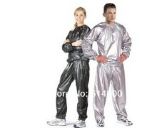 Silver Black Sauna Sweat Suit Boxing Exercise Fitness Weight Loss Size L,XL,XXL