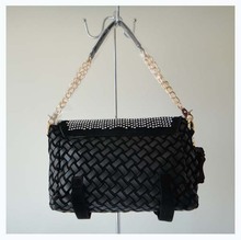 Designer ladys handbag DKB 2818 A0078 black size 38x26cm PU fabric with Rhinestone shoulder straps two