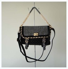 Designer ladys handbag DKB 2818 A0078 black size 38x26cm PU fabric with Rhinestone shoulder straps two