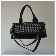 Designer ladys handbag DKB 2818 A0078 black size 38x26cm PU fabric with Rhinestone shoulder straps two
