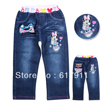 new 2013 hot kids minnie trousers children straight denim pants baby