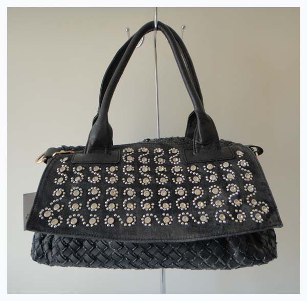 wholesale popular ladys bag DKB 3826 A0077 black 38x26cm PU fabric with Rhinestone shoulder straps two