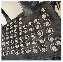 wholesale popular ladys bag DKB 3826 A0077 black 38x26cm PU fabric with Rhinestone shoulder straps two