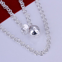 Wholesale High Quality Fashion Jewelry 925 sterling silver solid ball pendant charms necklace jewelry for women