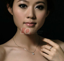 LQ Fine Jewelry Sterling 925 Silver Necklace Platinum Plated Pendant Set Cupid Cutting Cubic Zircon Diamond
