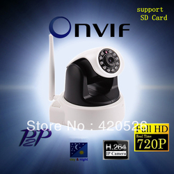 HD 1MP IP Camera wifi, H.264 PT wireless Ip Camera With Ir-Cut,SD card slot,Support Iphone Android Windows mobile to monitor(China (Mainland))