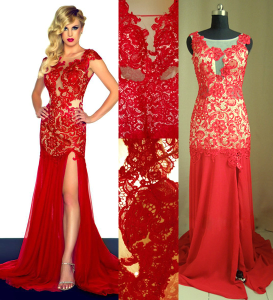 Long Red Lace Dress
