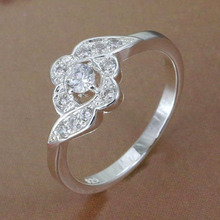 R156 Size 7,8 925 silver ring, 925 silver fashion jewelry, inlaid stone love flowers Ring