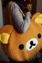 San-X Rilakkuma Cute Big Bag Handbag Shoulder Bag Plush Relax Brown Bear FB0201A(China (Mainland))