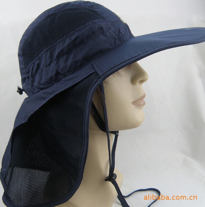 Hot summer sun hat! Long visor outdoor sun UV protection hat with backswing curtain cap! Sun hat Hiking hat cap!(China (Mainland))