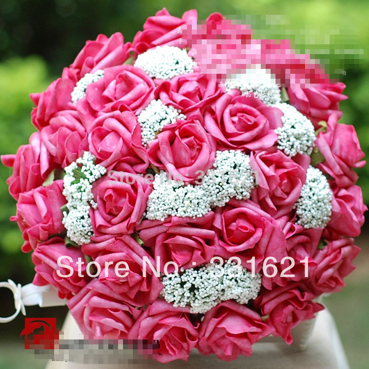ساندي store#free الشحن، ساخنة جديدة الوردي زفاف العروس'ق الأنيقملونة باقات باقات رومانسية جميلة، 30 الورود