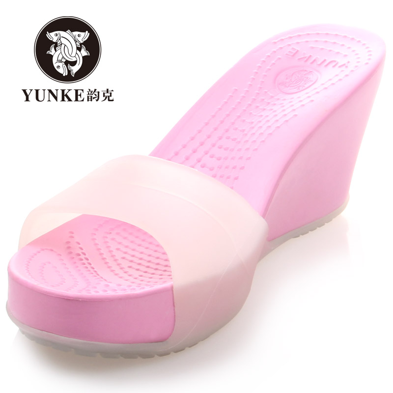 2014 new summer women casual slippers fashion lady peep toe wedges jelly candy color beach slippers