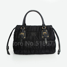 Womens Girls Totes Bags Handbags Black Nylon and Cowhide Leather Party Handbags,Designer Famous Brand