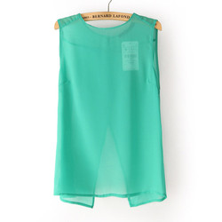 Free shipping Summer Chiffon Solid color kick pleat round collar Simple Fashion Lady's shirt for woman blouse clothes Y0104(China (Mainland))