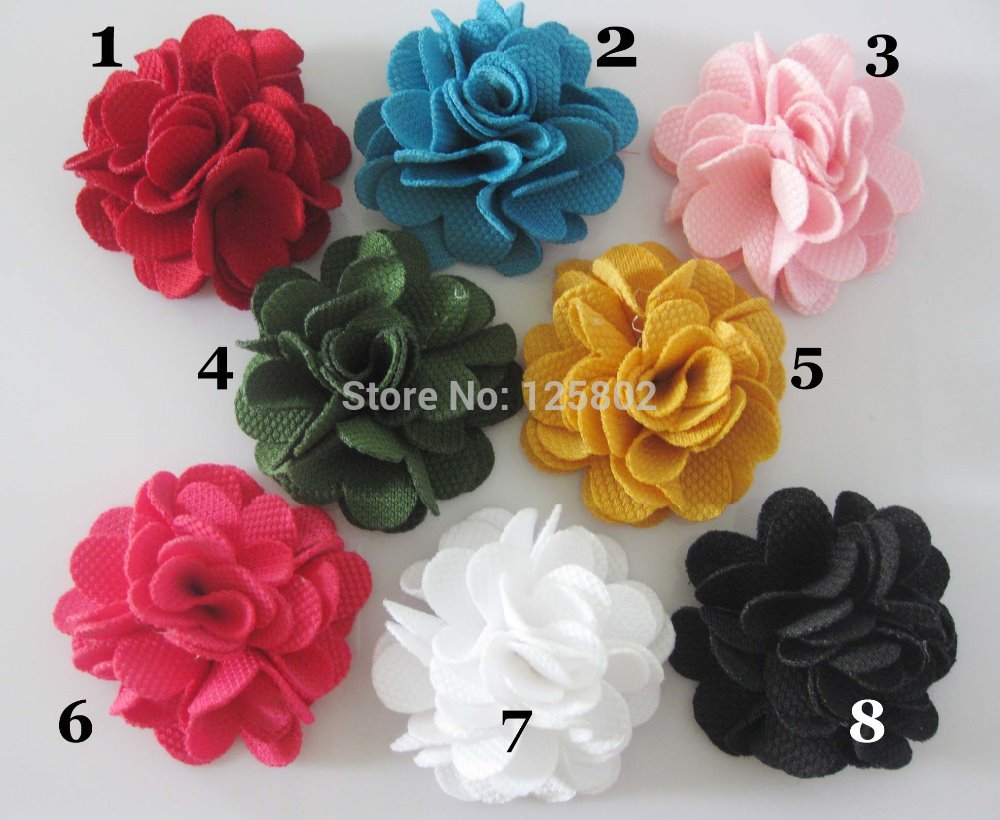 50MM Fabric flower stick on 20pcs mixed colors FS001 high quality Flower Rosettes for hair accessories