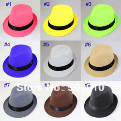 Fashion Baby Fedora Hat Children Pure Color Jazz cap Kids Top Hat 1 piece Sample Free shipping(China (Mainland))