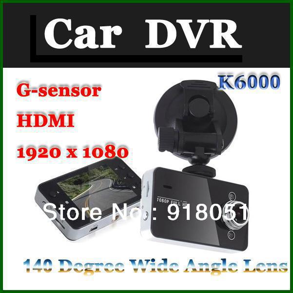 Full HD 1080P, 2.7 inch TFT screen, G-sensor,HDMI Car DVR Camera K6000 +Free shipping +Drop shipping(China (Mainland))