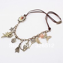 New Arrival Bronze Cupid Key Star Butterfly Crown Flower Lovely Necklace 12Pieces Lot