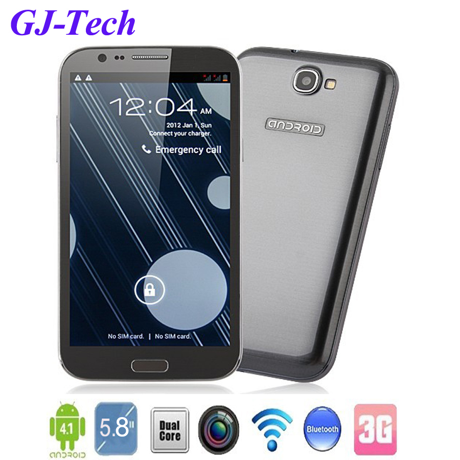 Free shipping product 5.8 inch 1280x720p IPS screen MTK6577 google android 4.1 smart 3G call cell mobile phone S7500 dual core(China (Mainland))