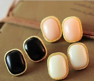 2015 hot accessories brief bordered pink rectangle stud earring earrings A1223