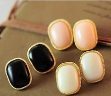 2014 hot accessories brief bordered pink rectangle stud earring earrings A1223