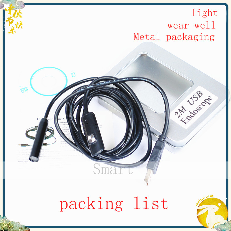 Free shipping,Mini 2M cable 10mm Lens Borescope USB Tube Snake Scope Inspection Camera with 4 LED ,Waterproof Endoscope ST-001(China (Mainland))