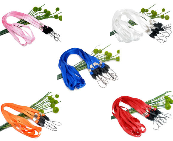 Free shipping 20Pcs Mixed 5 Colors Neck Strap Lanyard ID Card Mobile Phone Lanyard for CellPhone