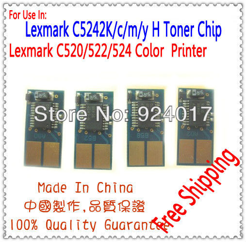 For Lexmak C520 C522 C524 Toner Chip For Lexmark C5222KS C5222CS C5222MS C5222YS Toner For Lexmark