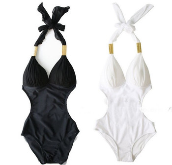 Новый лета женщин сексуальная монокини купальники леди тонкий показать тонкие бикини комплект холтер Pad спинки пляж платья