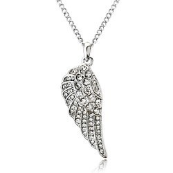Europe Fashion Jewelry Angel Single Wing With Austrian Crystal Female Gift Chain Necklaces Pendants For Women
