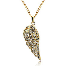 Europe Fashion Jewelry Angel Single Wing With Austrian Crystal Female Gift Chain Necklaces Pendants For Women