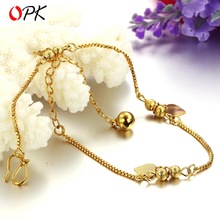 OPK JEWELLERY Free Shipping 18K Gold Plated Anklet Shinning Foot Bracelet Sexy Jewelry Adjustable Length 721