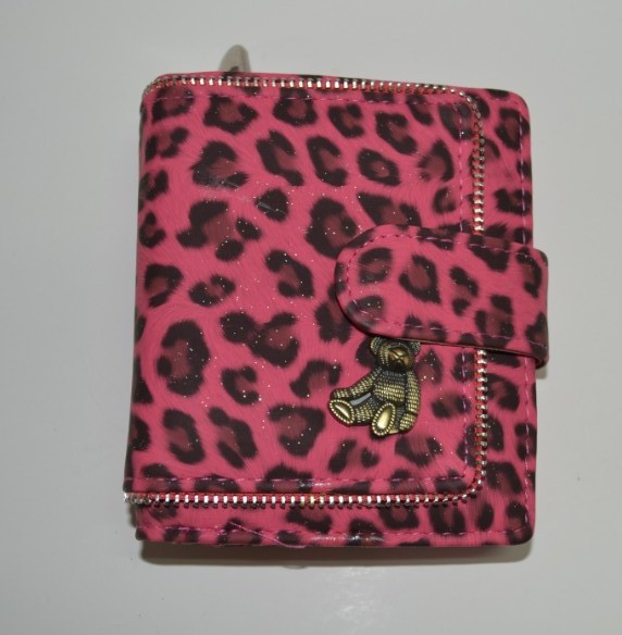 New Leopard Print Purse Female Short Design Buckle Drawstring Wallet(China (Mainland))