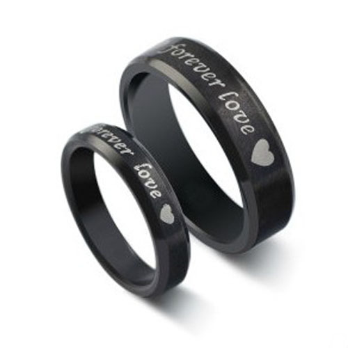 Fashion Black 316L Surgical Stainless Steel Couple Promise Rings Mens ...