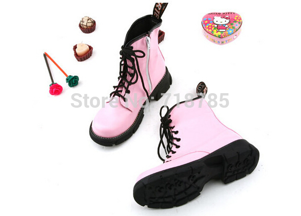  Fashion  women lacing martin boots big head platform boot a single low boots with