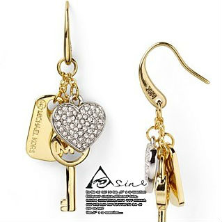 XYE5 2013 Christmas Fashion Brand Jewelry Designer Earrings Drop for Women Cystal Key Heart Hot Sale gold GriL Freeshiping(China (Mainland))