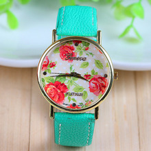 18 Styles Fashion Geneva Watches Leather Rose Flower Watches For Women Dress Watches Quartz Watches 1pcs