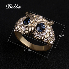 new 2014 Classical  charm women colorful rhinestones Six flower leaves jewelry Hollow out blue eyes owl Ring(KA0005)