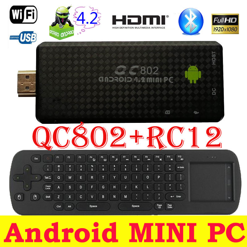FLY AIR MOUSE RC12 WITH QC802 Quad Core Google Android 4.2 TV Stick Rockchip RK3188 With Bluetooth 3G WIFI HDMI HD Player(China (Mainland))