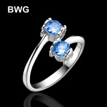 Hot Sale Trend Bear Anillos Blue Crystal Rings For Women Silver Plated Fashion Anel Jewelry Wedding