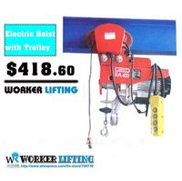 Free Shipping!!!220V,50HZ 300-600kg x 20m complete unit type Electric Wire Hoist with trolley
