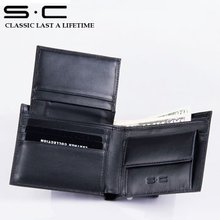Supply 10% Discount S.C Brand Leather Men Wallets Coin Pocket  With Magic Wallet Purse / Colorful Inside Soft Function Wallet