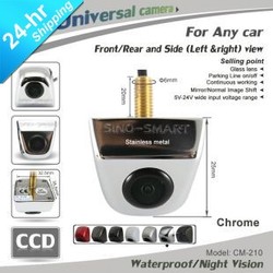 Universal CCD 2.4GHz Wireless car front view rear view stainless metal cover long time working camera with Receiver/Transmitter(Hong Kong)