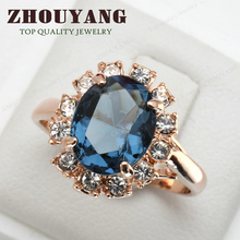 ZYR189 Blue Crystal Ring 18K K Gold Plated Made with Genuine Austrian Crystals Full Sizes Wholesale