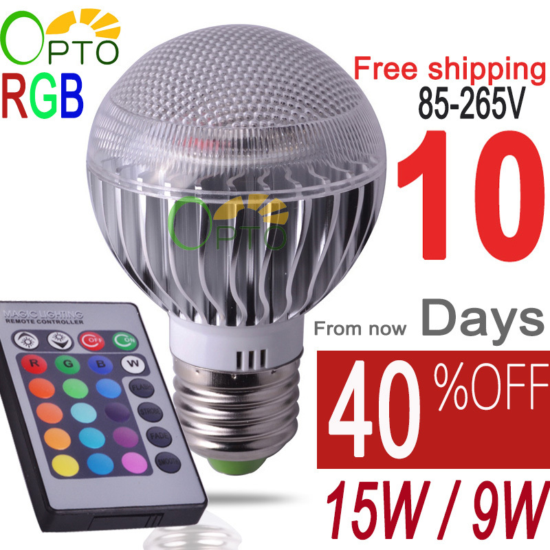 RGB LED Bulb 2014 New arrival LED RGB bulb E27 9W 15W AC 85 265V rgb