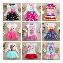 Frozen princess elsa anna baby girl long sleeve dress brand children casual kids cartoon kids clothes party tutu cotton