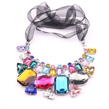 Top Quality Statement Vintage Collar Choker Long Colorful Crystal Pendant Necklace Necklaces & Pendants Necklaces 2013 women