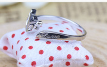 Hot Sale New 2014 Trendy Women Jewelry Exaggerated Animal Fox Adjustable Love Ring 925 Sterling Silver