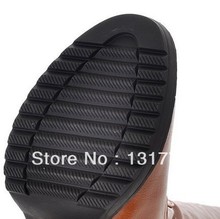 free shipping genuine leather buckle knee high boots round toe shoes Autumn Spring knight buckle thick
